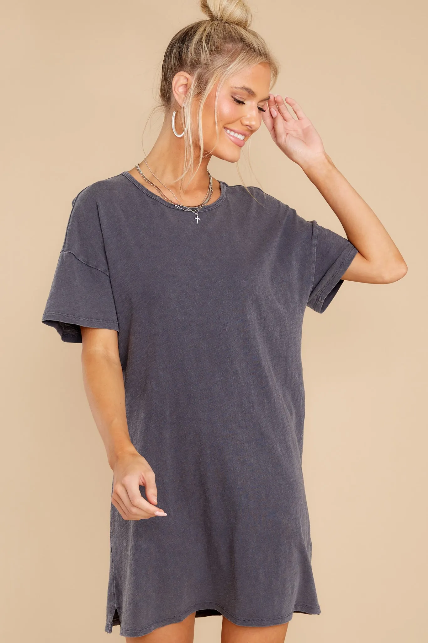 Relaxed Washed Black T-Shirt Dress