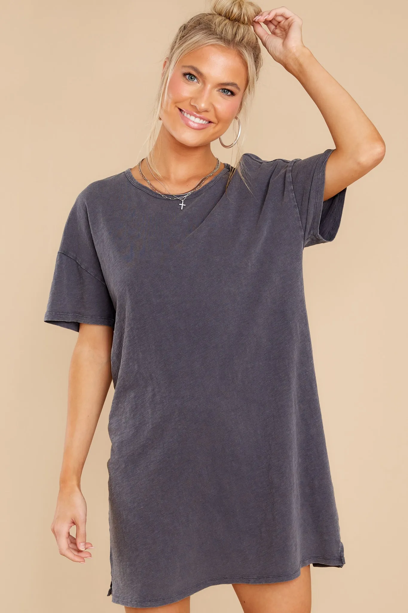 Relaxed Washed Black T-Shirt Dress