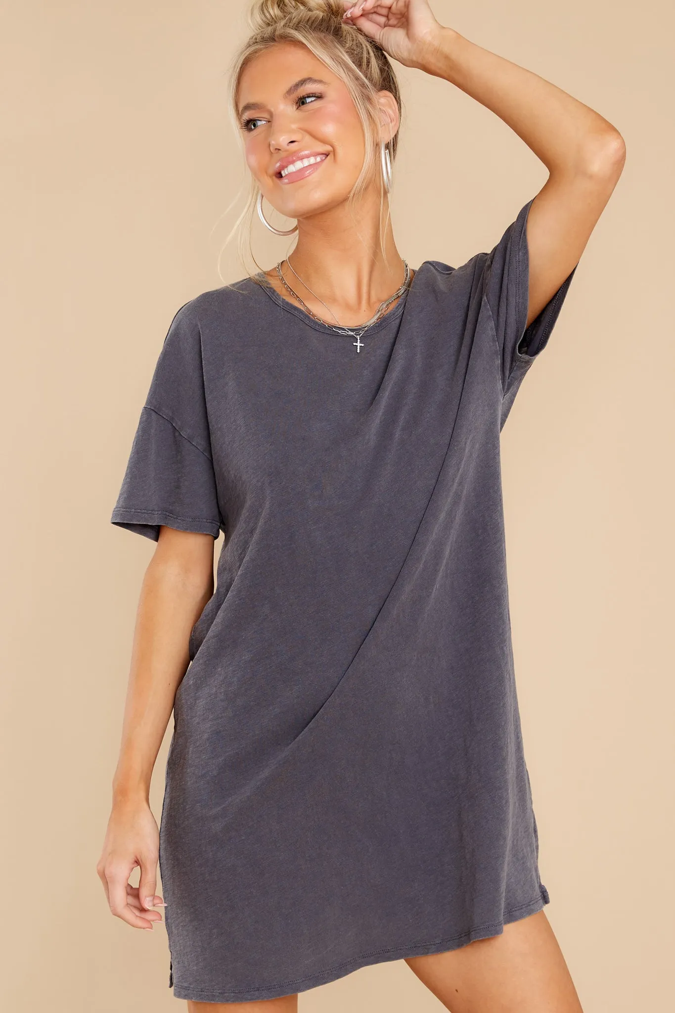 Relaxed Washed Black T-Shirt Dress