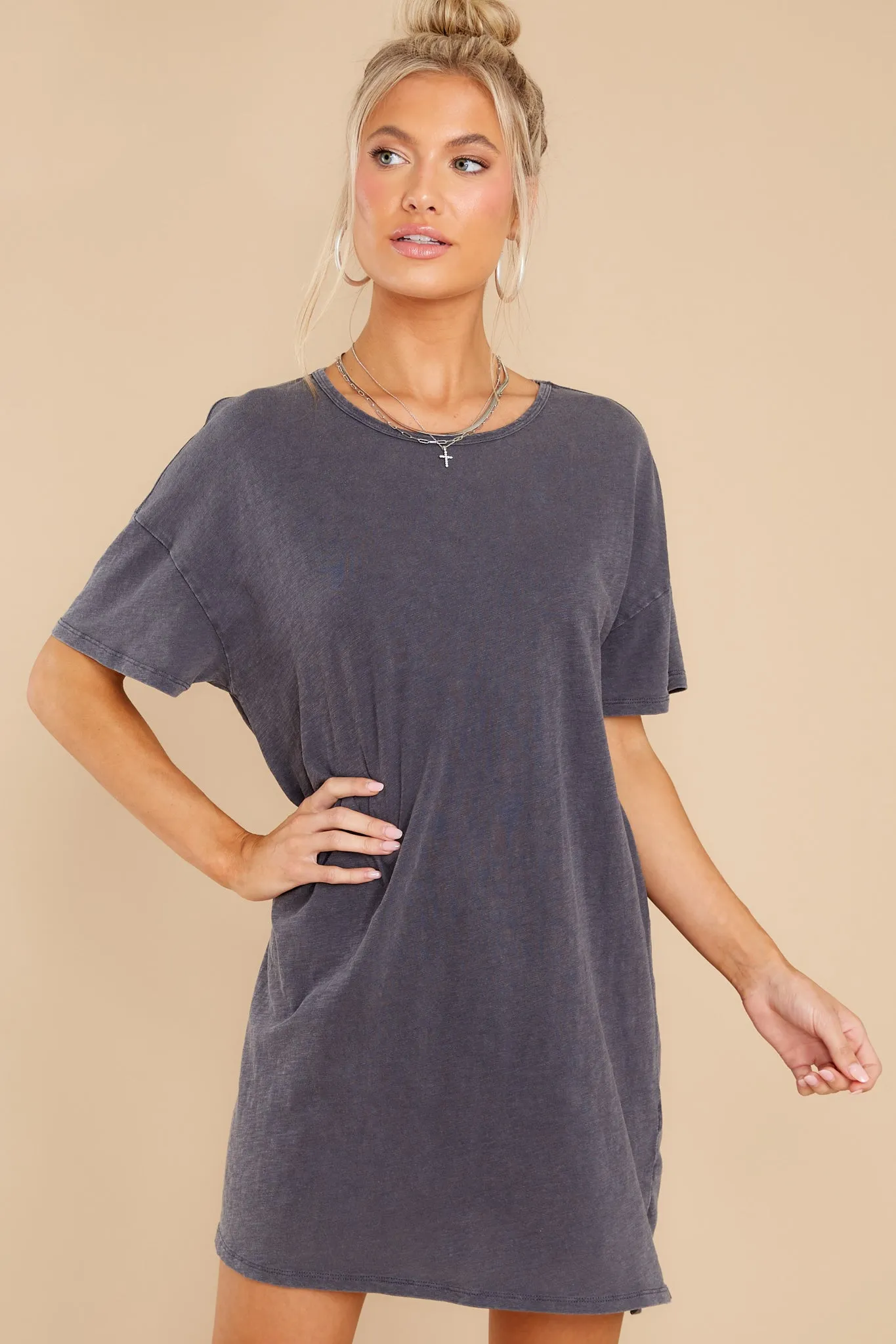 Relaxed Washed Black T-Shirt Dress