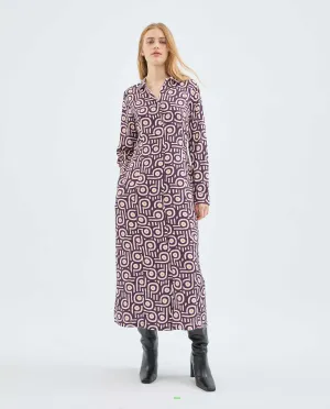 Retro Geometric Print Midi Dress