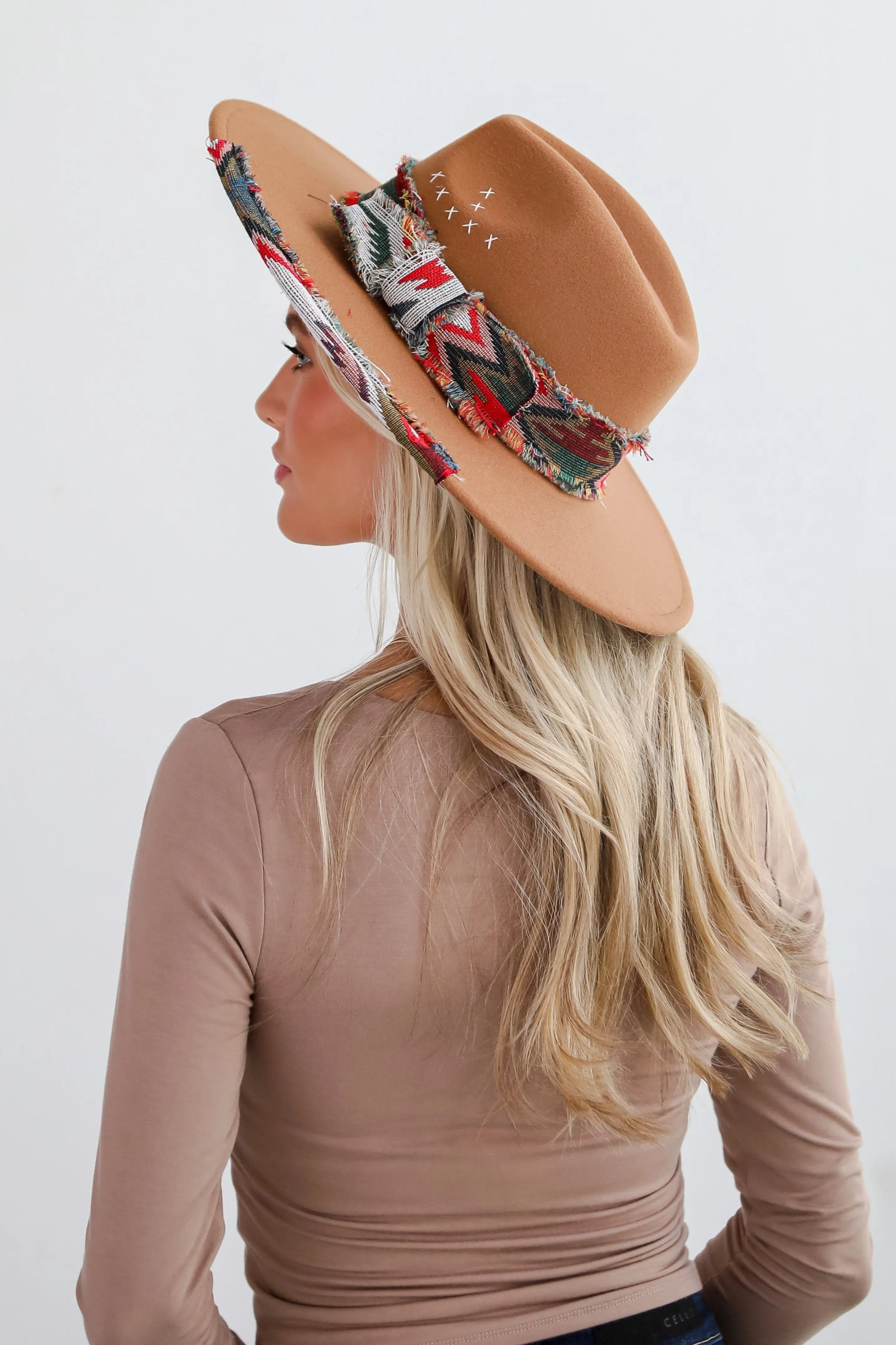 Saddled Up Camel Wide Brim Fedora Hat