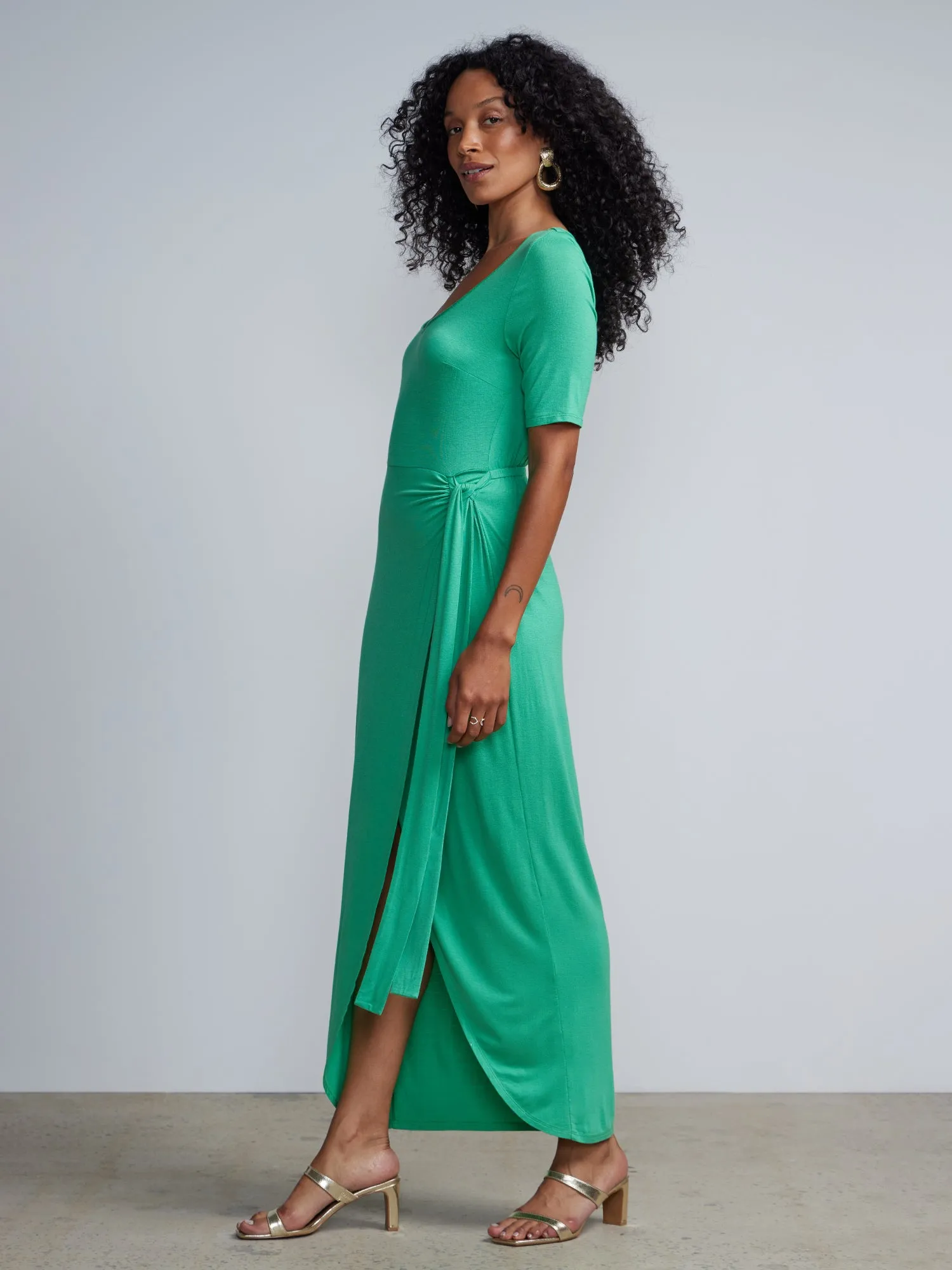 Sarong Drape Detailed Maxi Dress