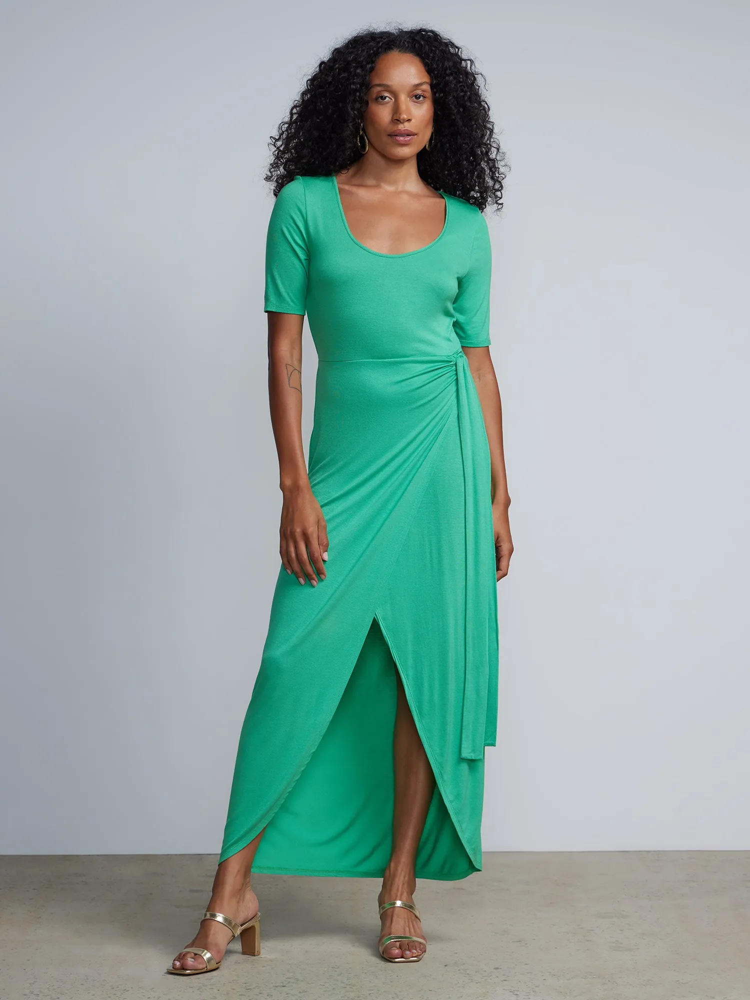 Sarong Drape Detailed Maxi Dress