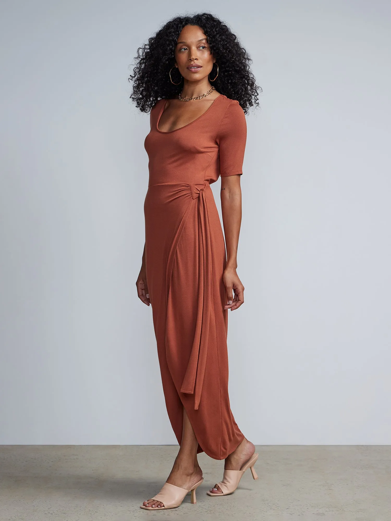 Sarong Drape Detailed Maxi Dress