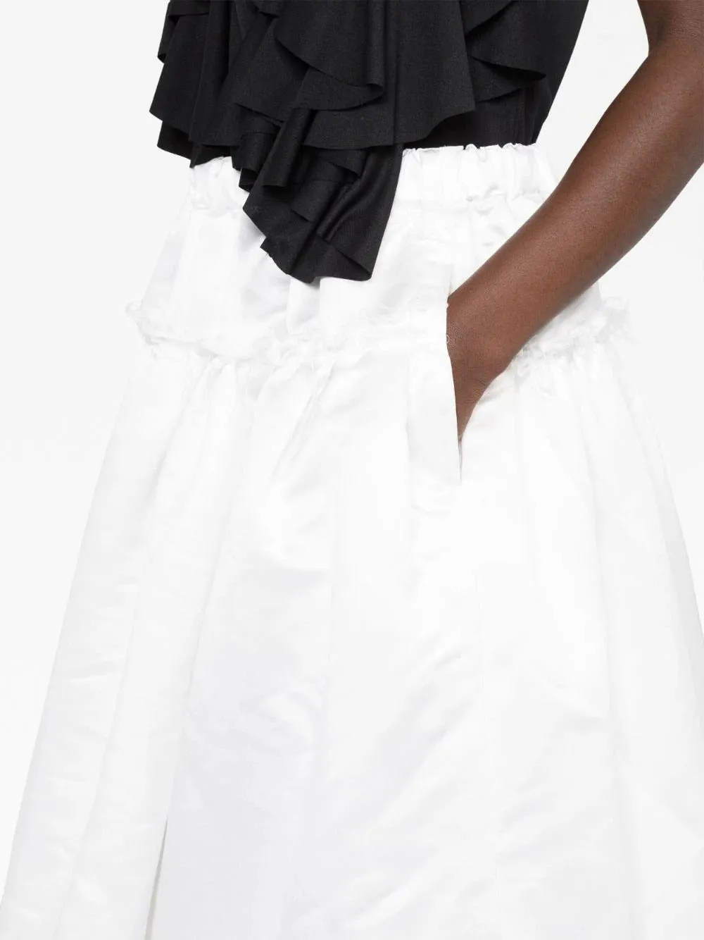 Satin Tulle Elastic Waistband Skirt