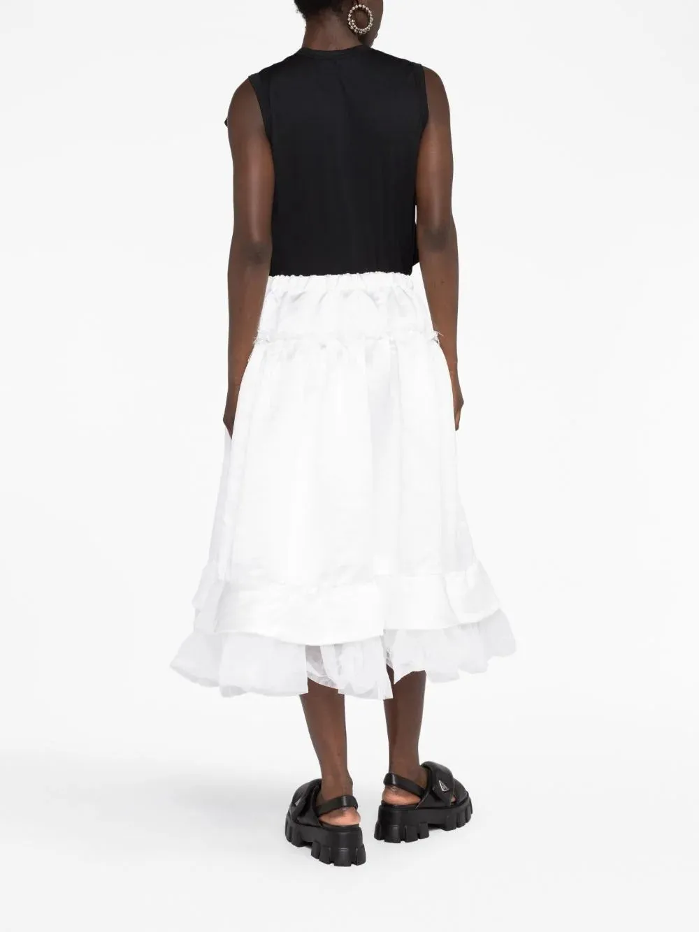 Satin Tulle Elastic Waistband Skirt