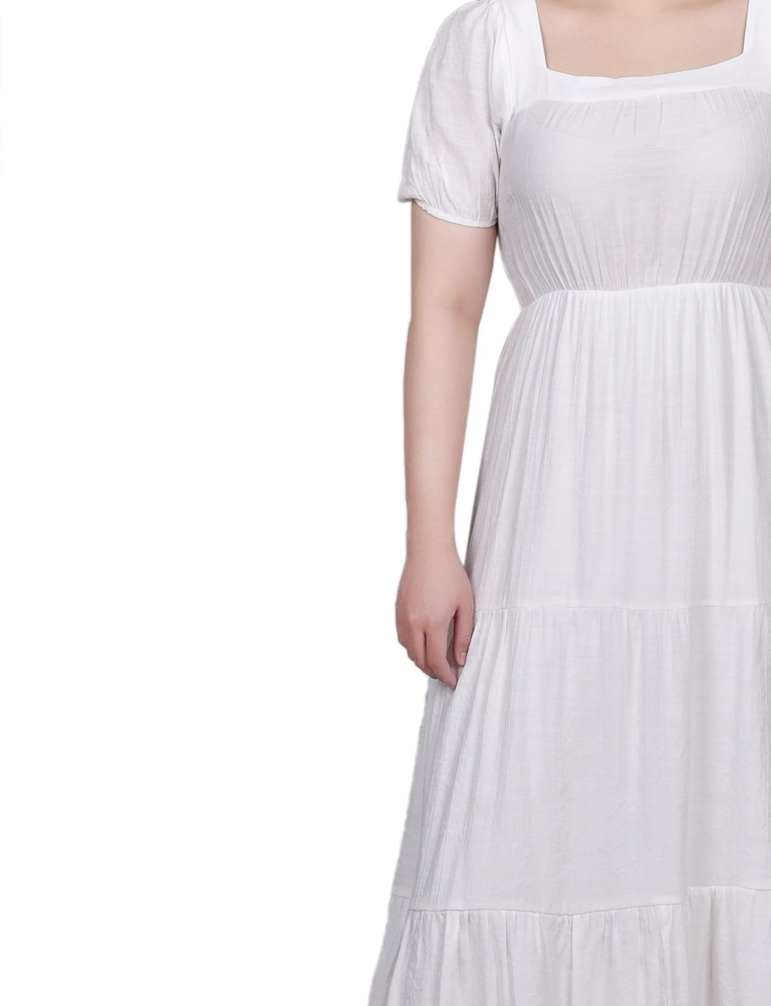 Short Sleeve Tiered Midi Dress - Petite