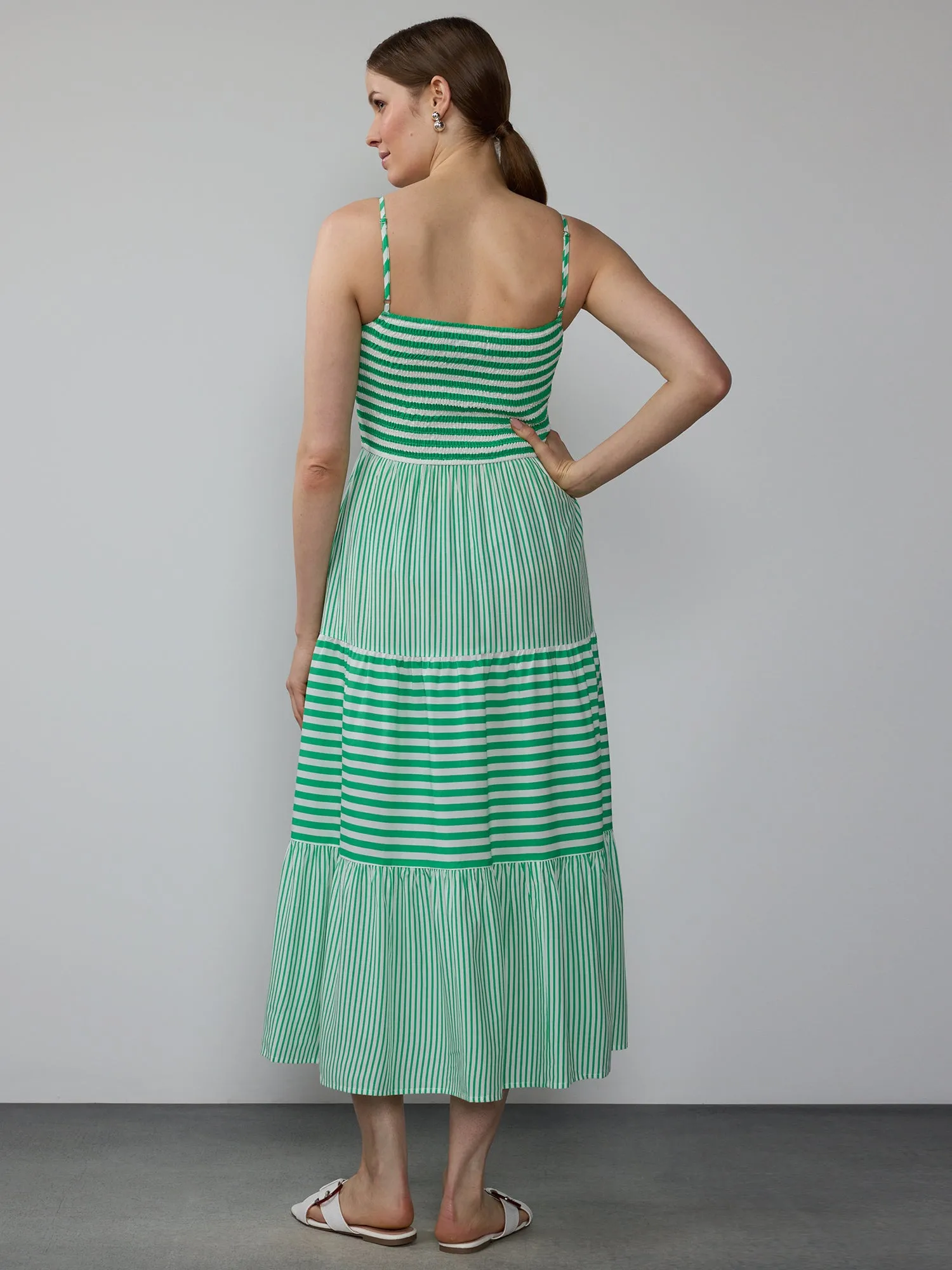 Sleeveless Smock Striped Maxi Dress