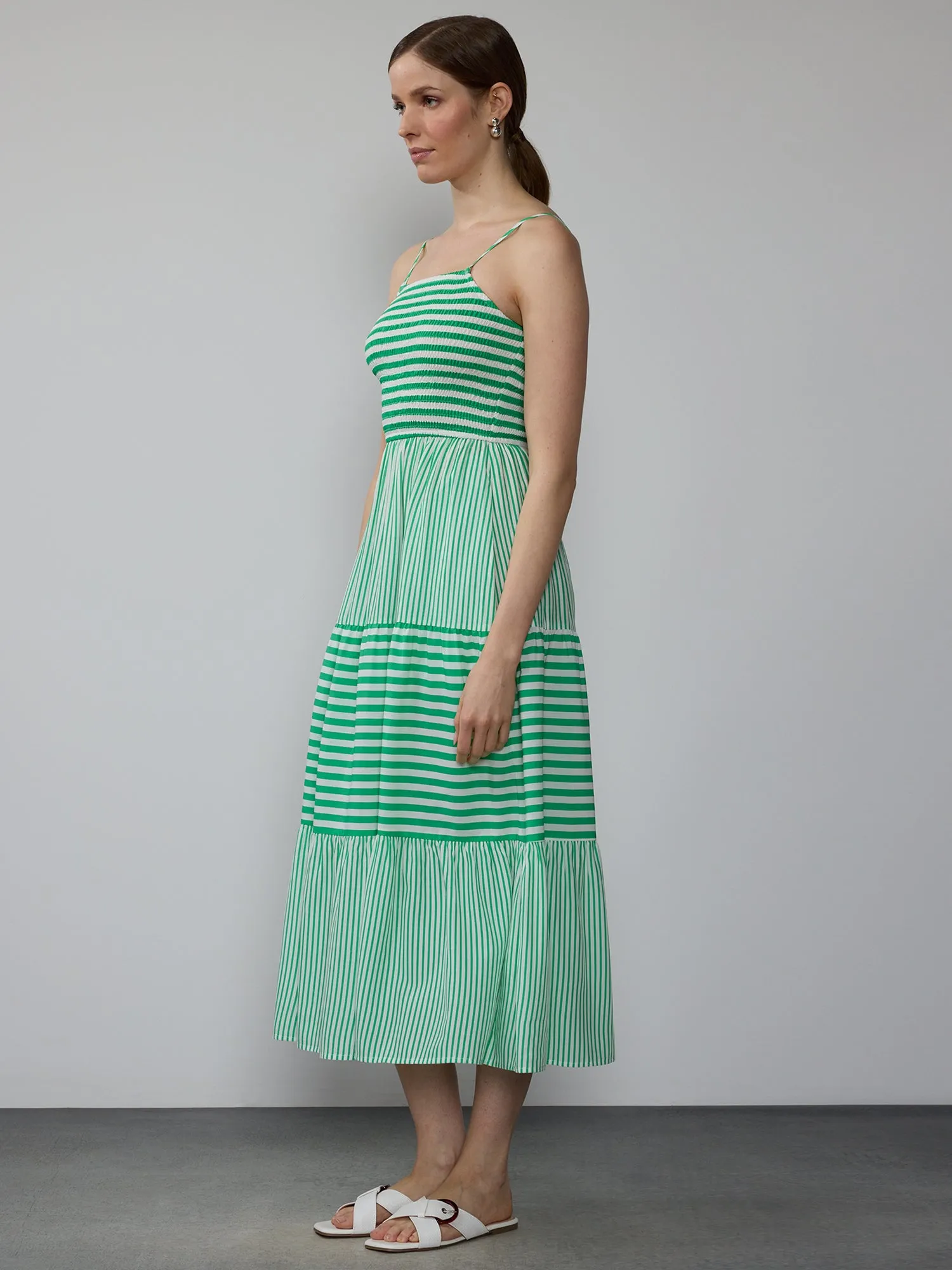 Sleeveless Smock Striped Maxi Dress