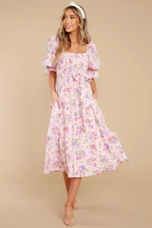 Someone I Adore Pink Multi Floral Print Cotton Midi Dress