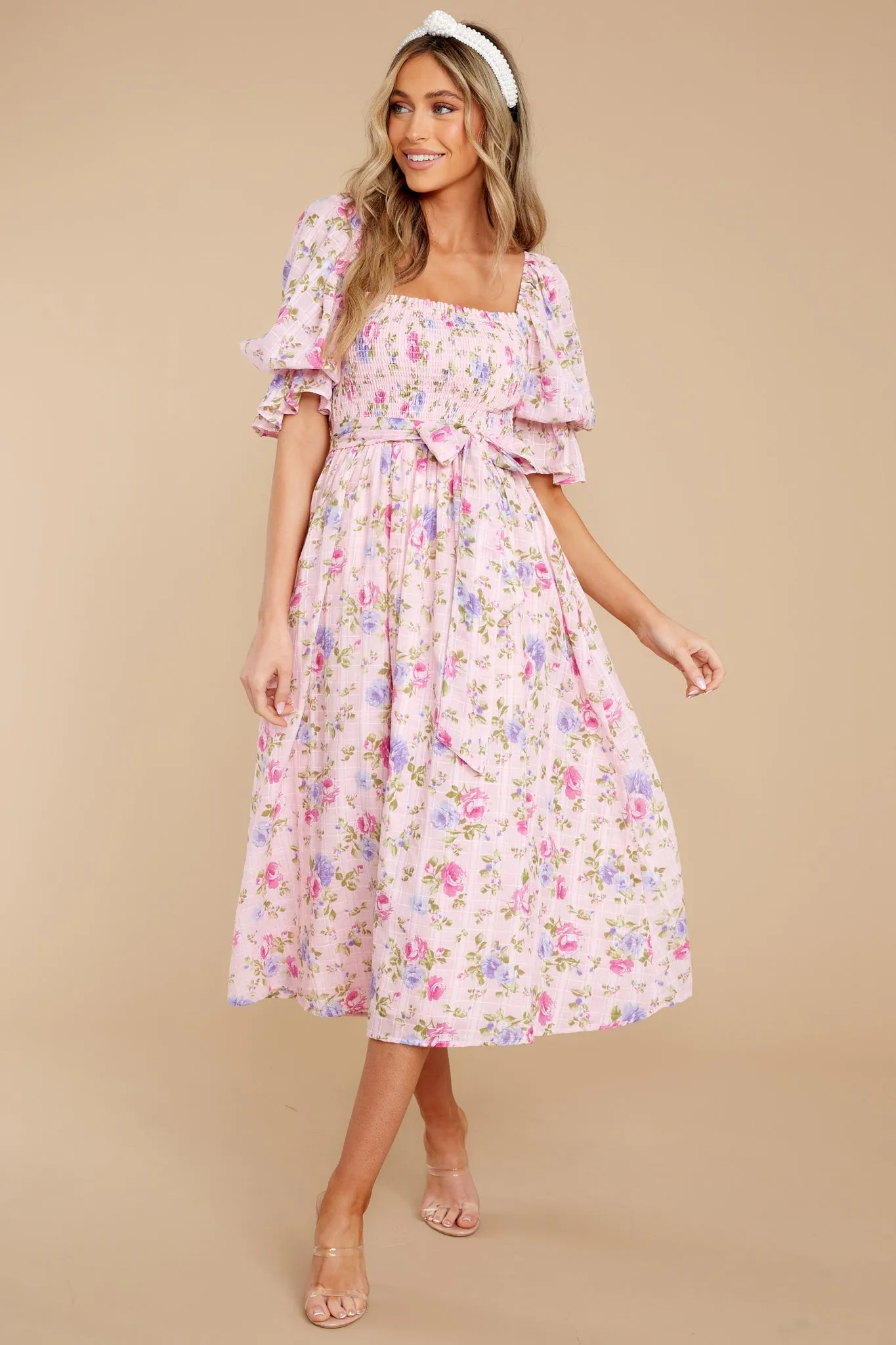 Someone I Adore Pink Multi Floral Print Cotton Midi Dress