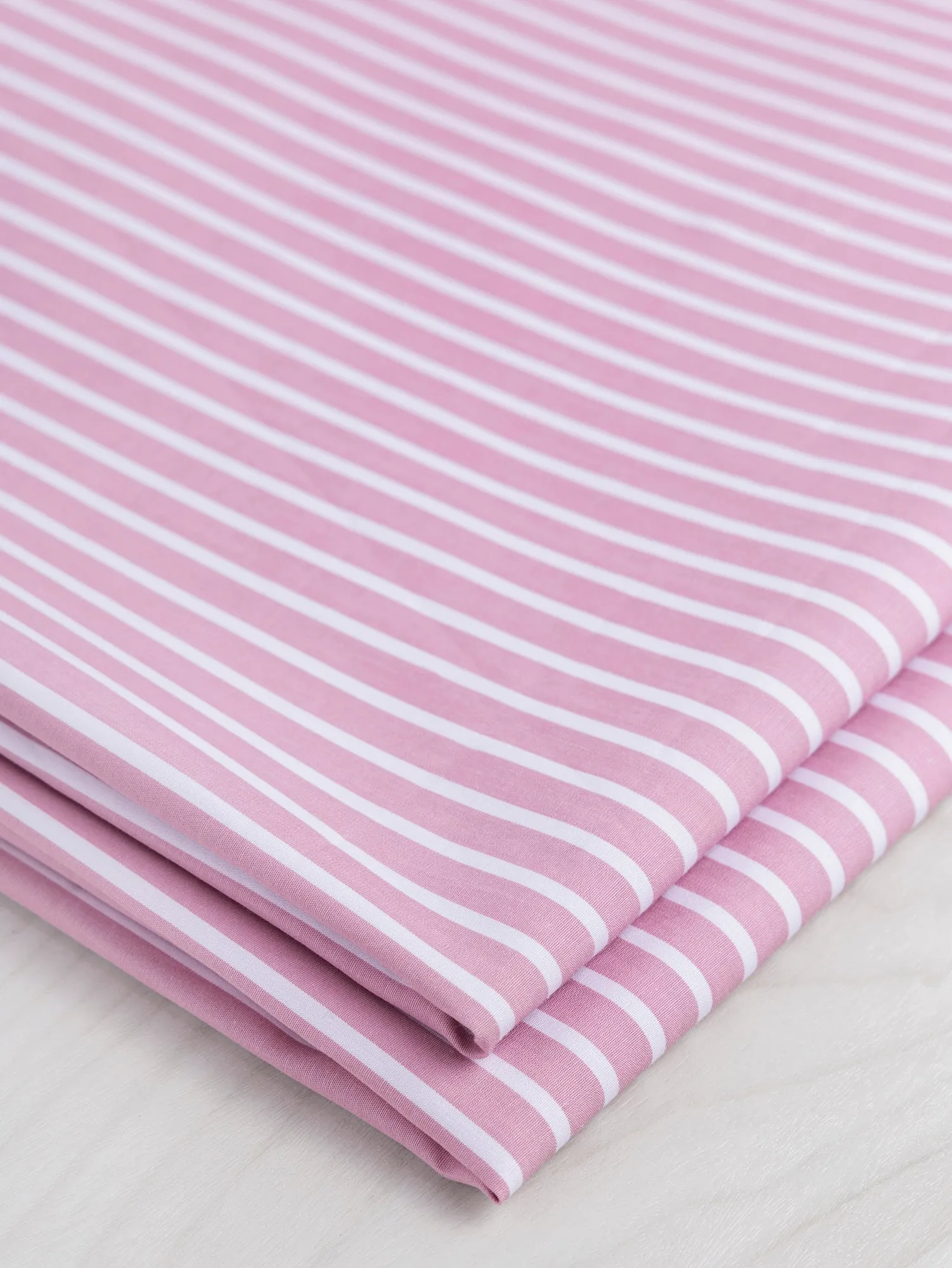 Stripe Cotton Poplin Shirting - Pink   White