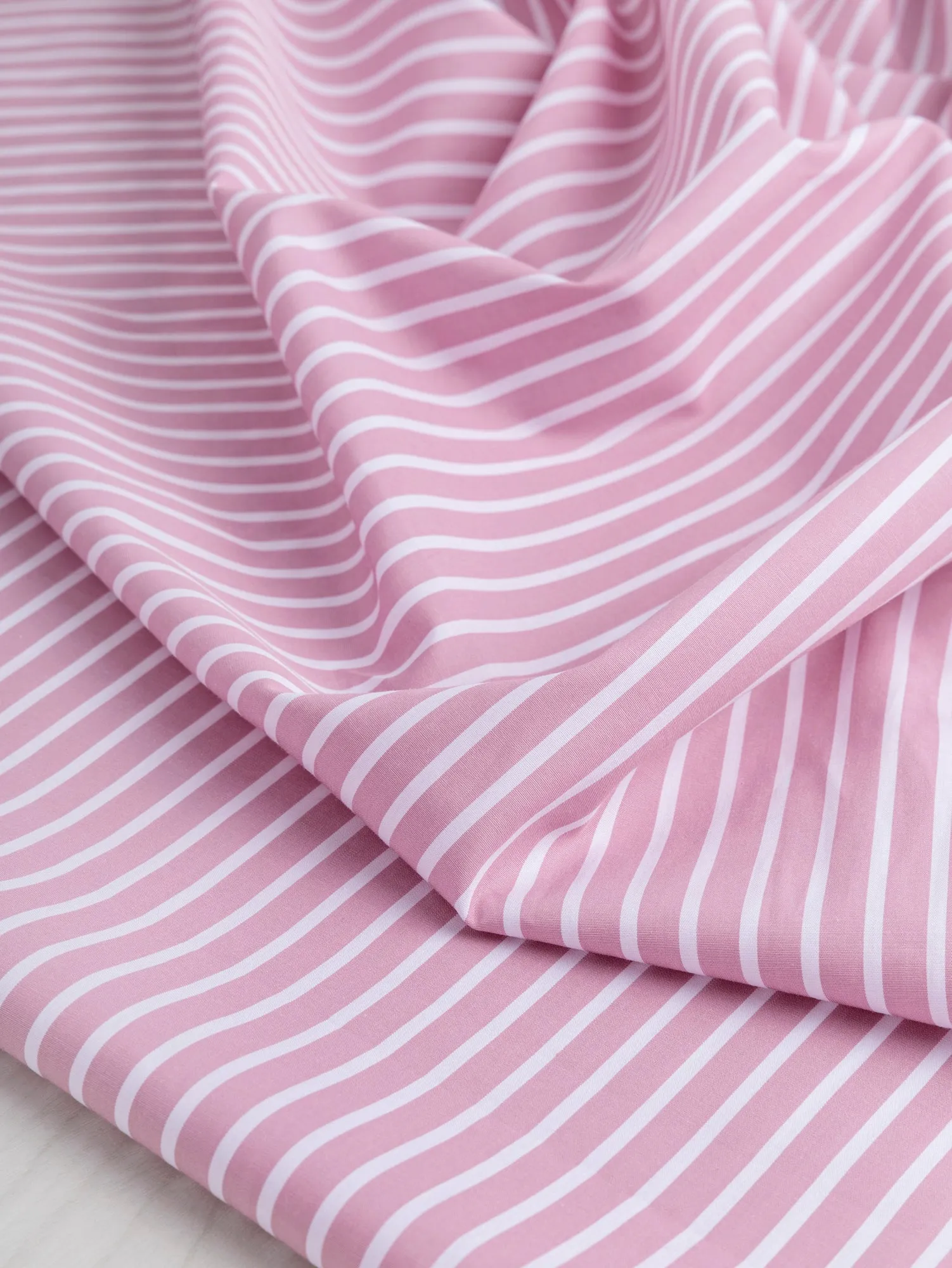 Stripe Cotton Poplin Shirting - Pink   White