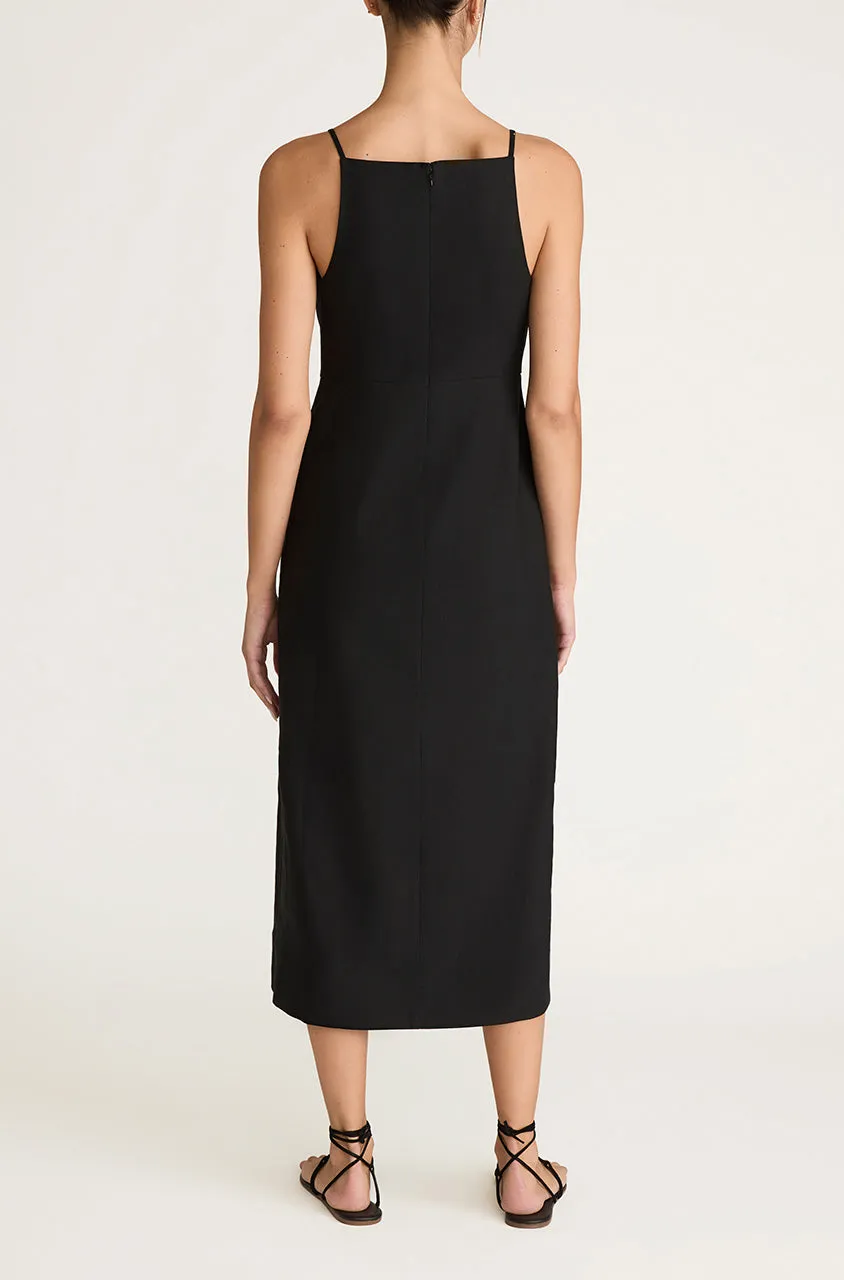 Structured Button Front Midi Dress