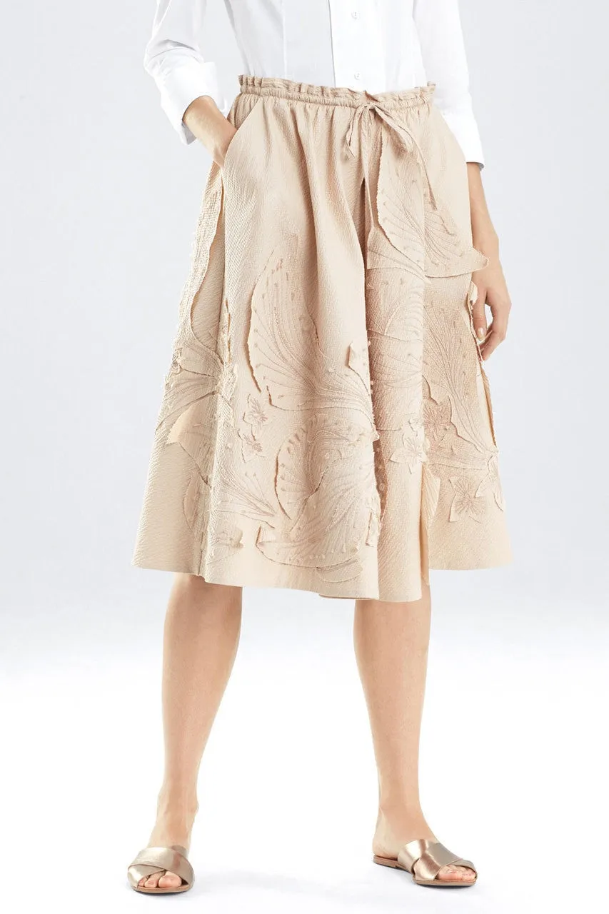 Structured Texture Skirt with Embroidery