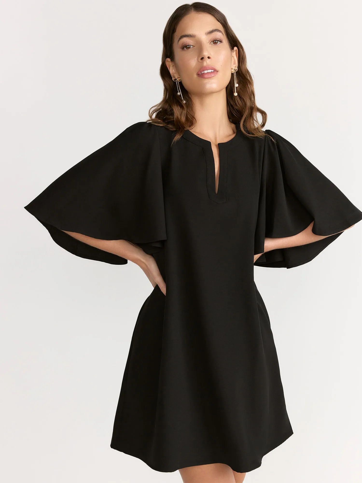 Sugarlips Split Neck Flutter Sleeve Mini Dress - Brands We Love