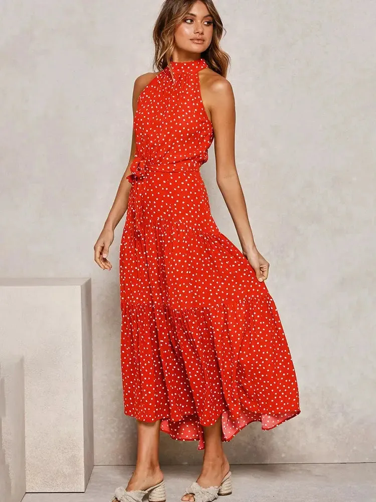 Summer - Long Dress Polka Dot Casual Halter Strapless Dresses