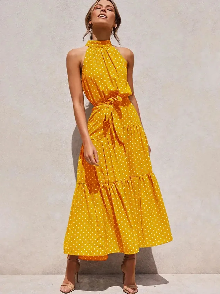 Summer - Long Dress Polka Dot Casual Halter Strapless Dresses