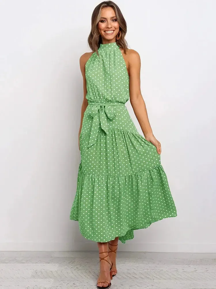 Summer - Long Dress Polka Dot Casual Halter Strapless Dresses