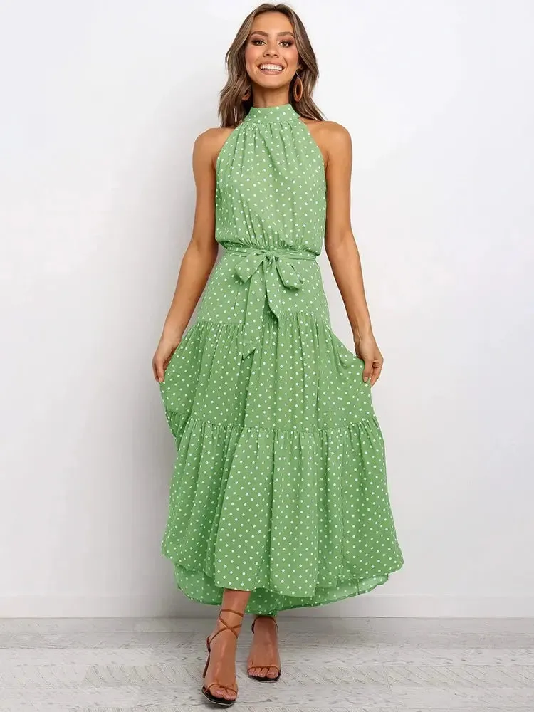 Summer - Long Dress Polka Dot Casual Halter Strapless Dresses