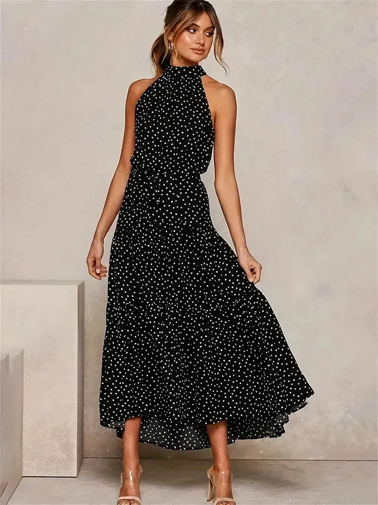 Summer - Long Dress Polka Dot Casual Halter Strapless Dresses