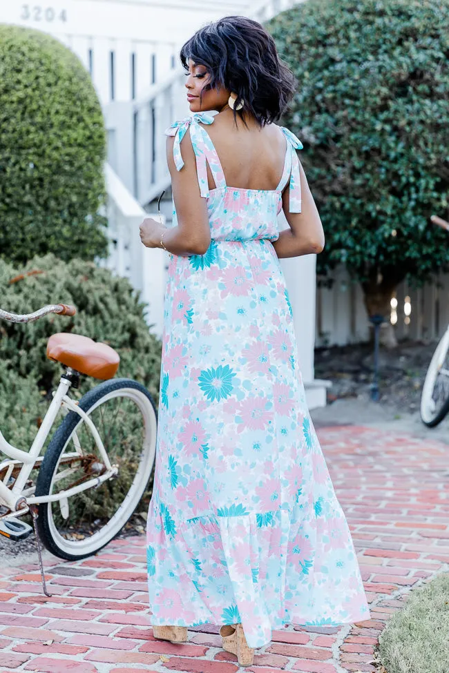 Sunkissed Feeling Teal Floral Maxi Dress FINAL SALE