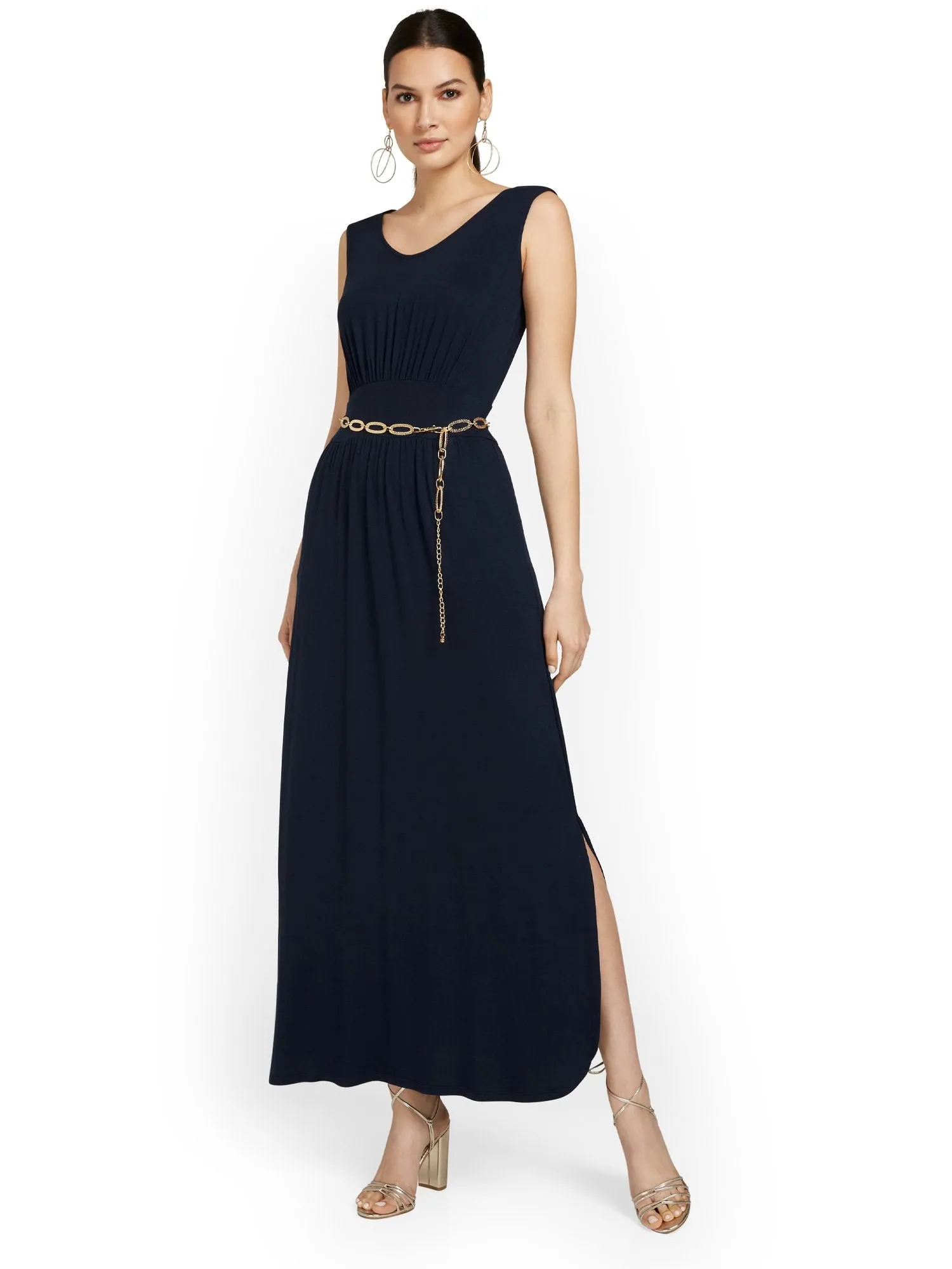 Tall Ruched Side-Slit Maxi Dress