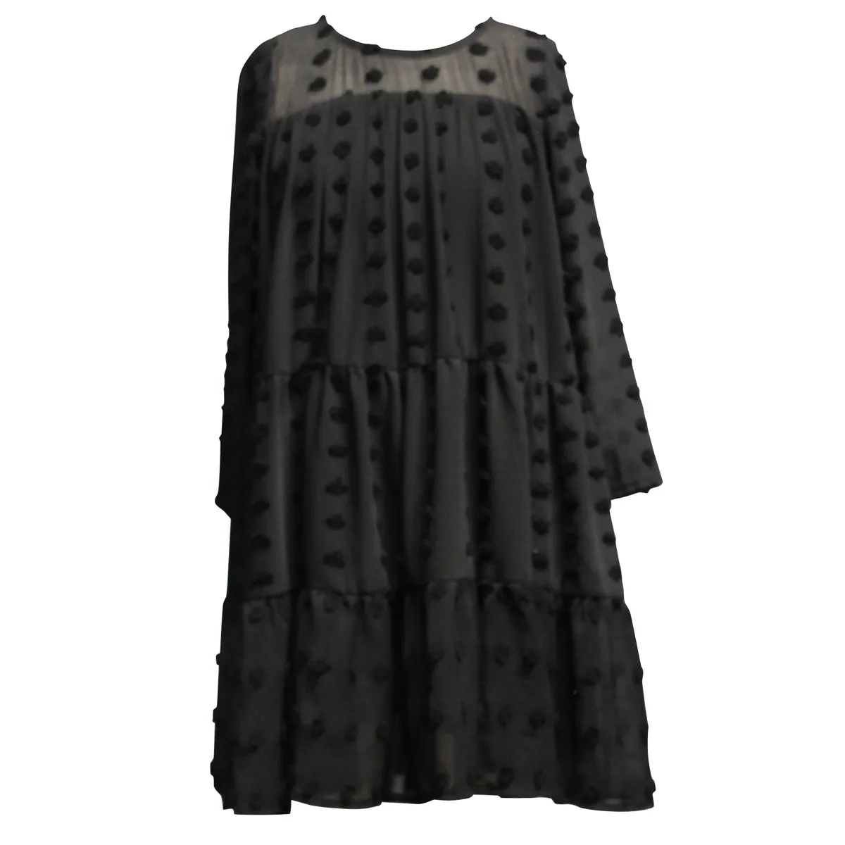 Tween Clip Dot Long Sleeve Shift Dress