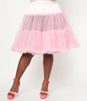 Unique Vintage Plus Size Light Pink Ruffled Chiffon Petticoat Crinoline