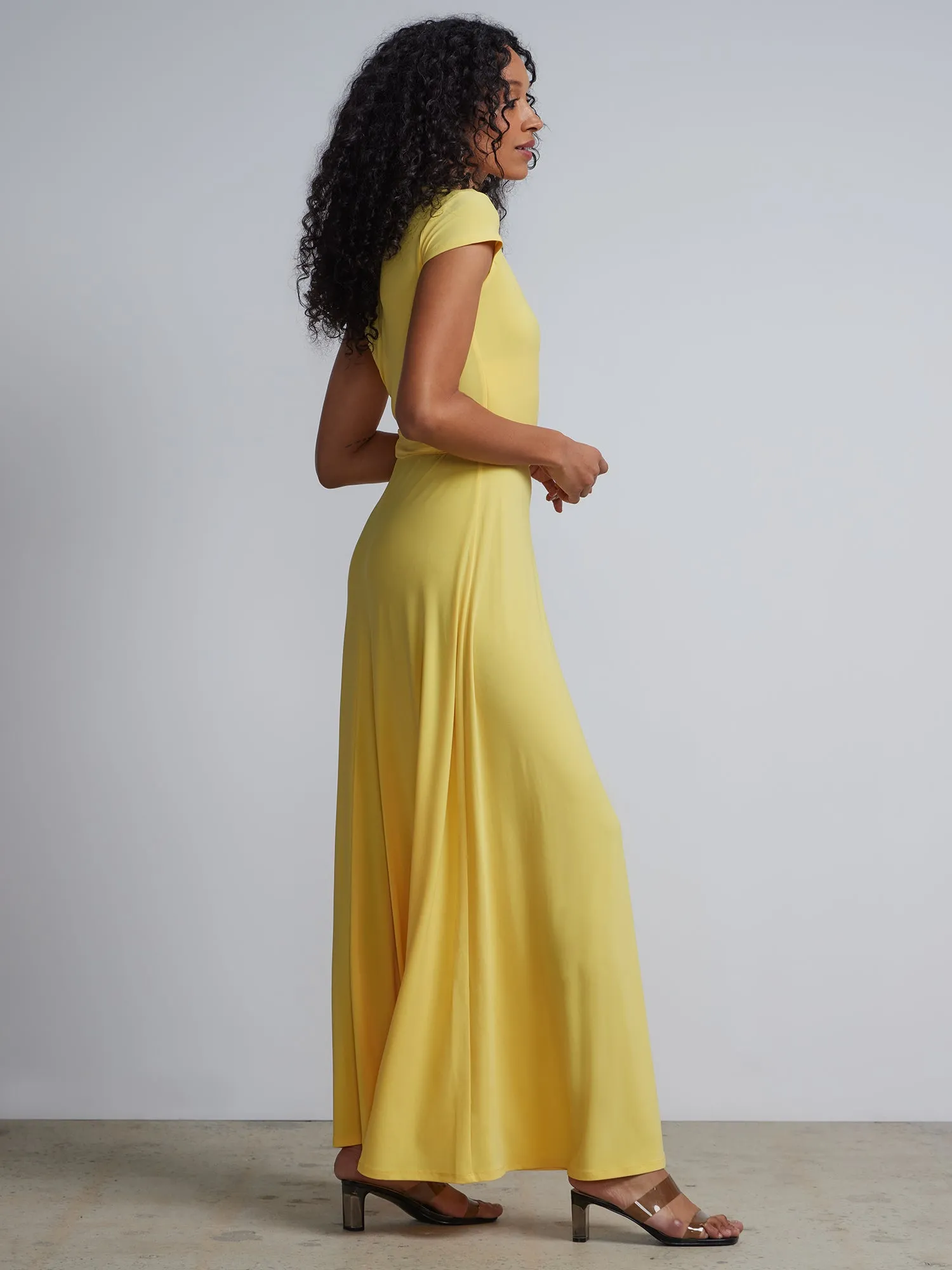 V-Neck Knit Wrap Maxi Dress