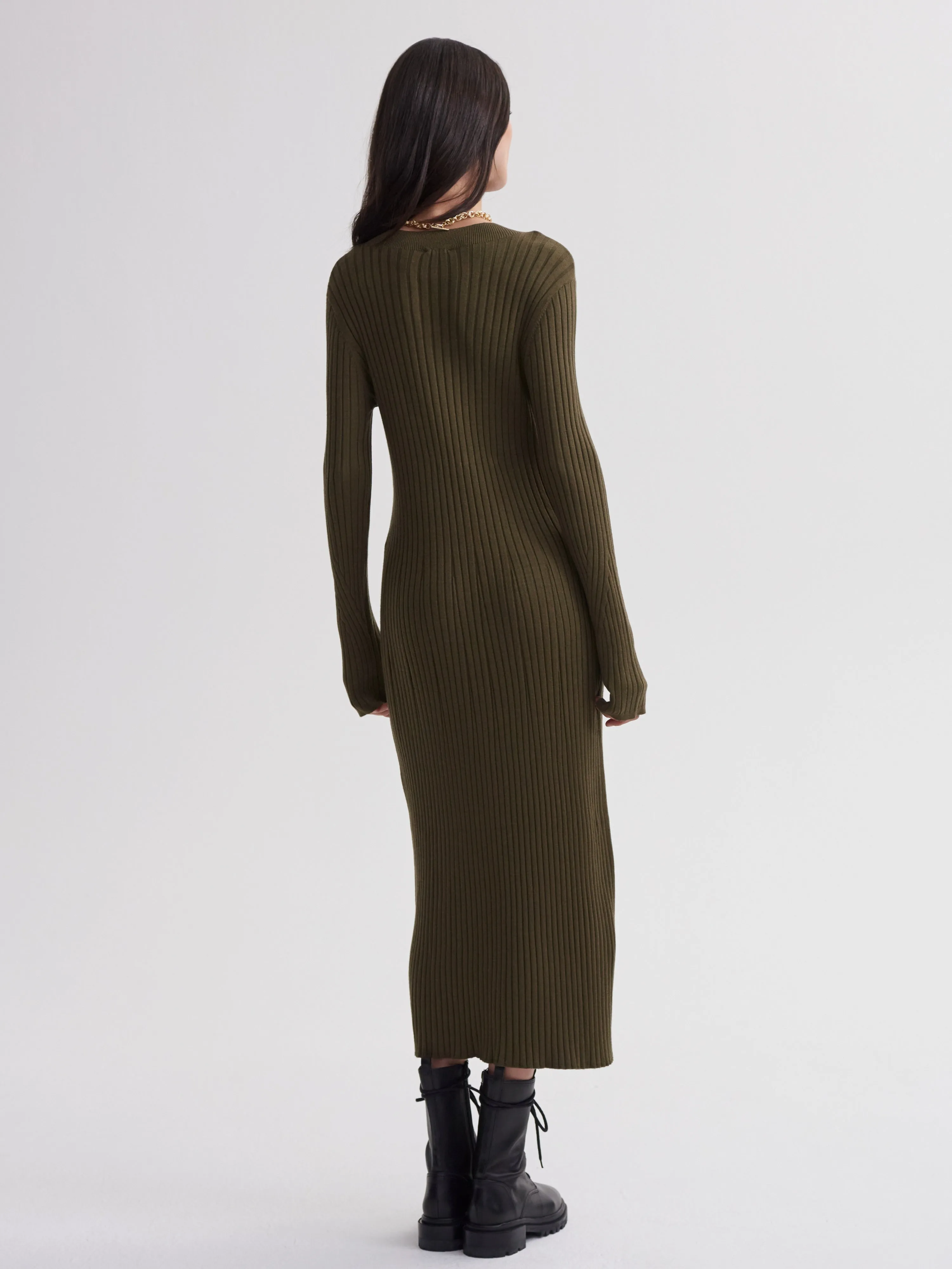 Varley Axel Olive Rib Knit Dress