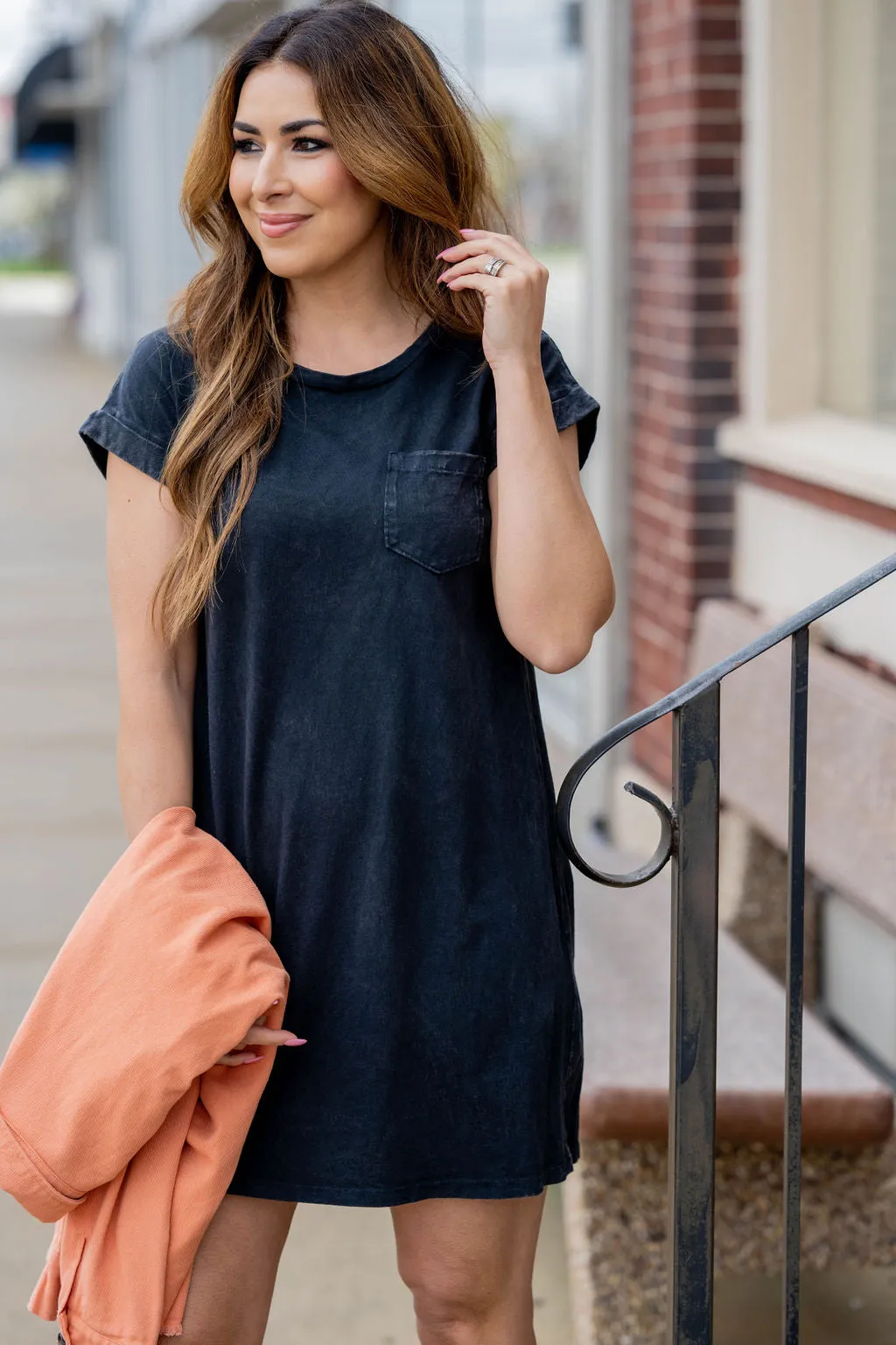 Vintage Pocket Accented Tee Dress