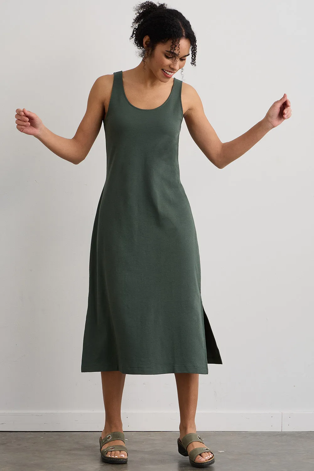 Women's 100% Organic Cotton Midi Tank Dress